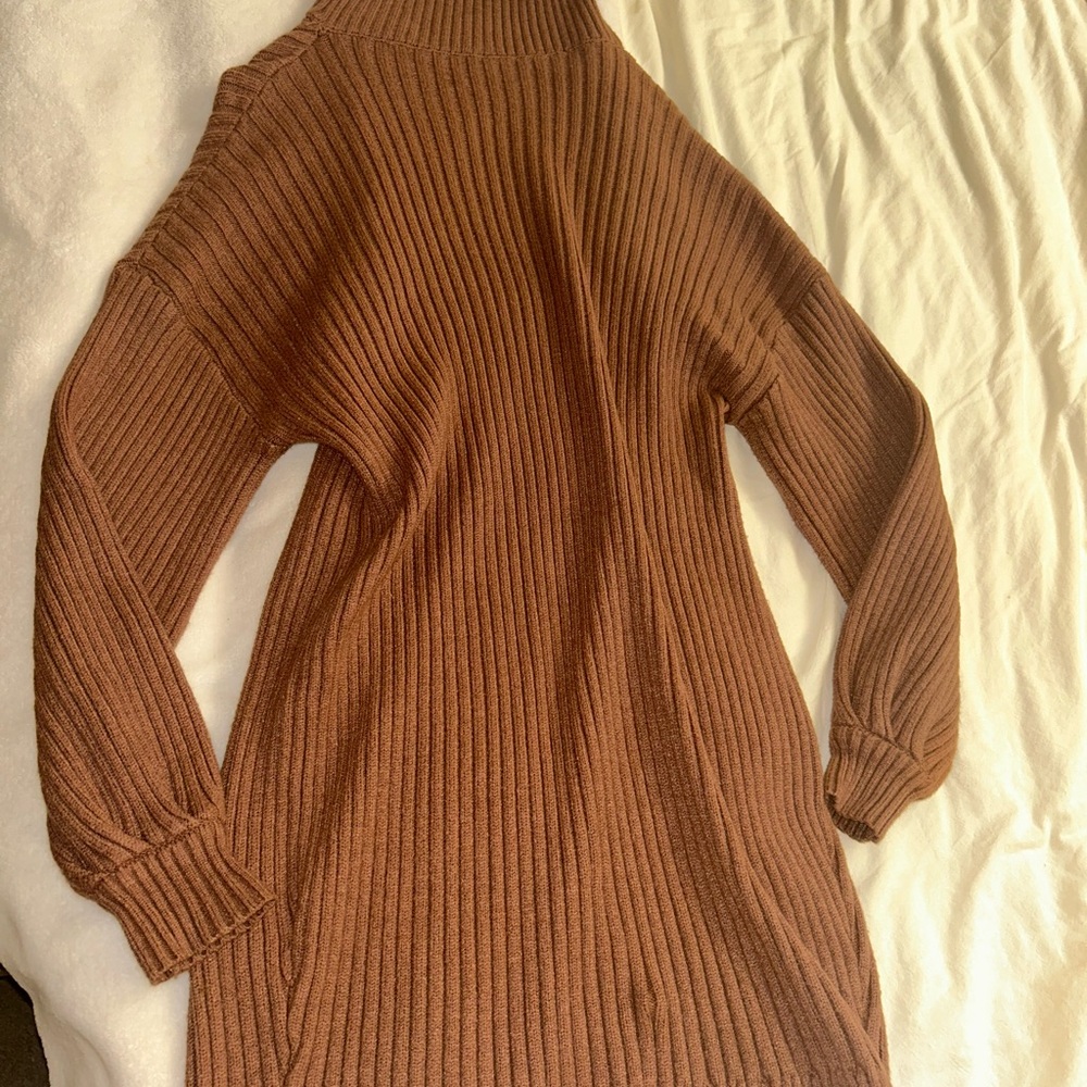 Amazon Brown Ribbed Turtleneck Sweater
